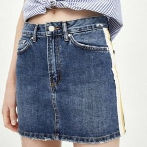 Zara Trafaluc Side Stripe Denim Skirt